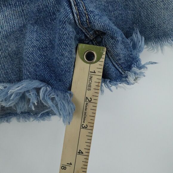 Extra Small Denim Shorts Blue Raw Hem Boho Festival Coastal Summer Distressed‎ - Picture 5 of 16